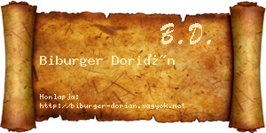 Biburger Dorián névjegykártya